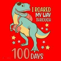 I Roared My Way Through 100 Days Dinosaur Santa Hat thumb 1