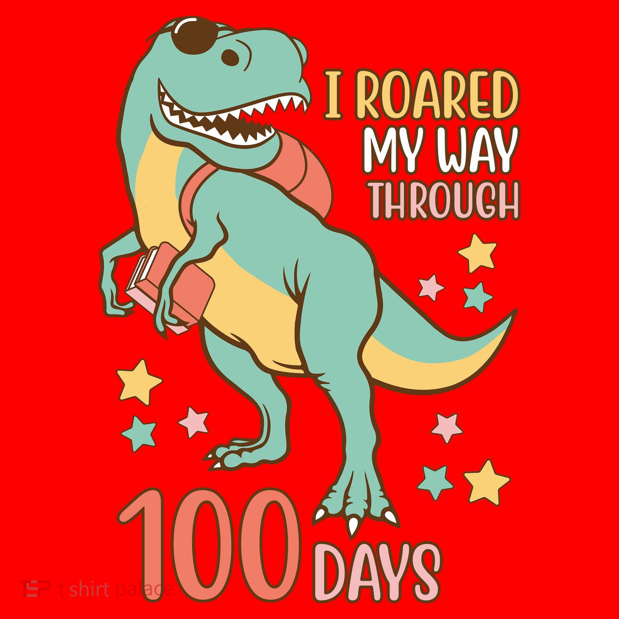 I Roared My Way Through 100 Days Dinosaur Santa Hat