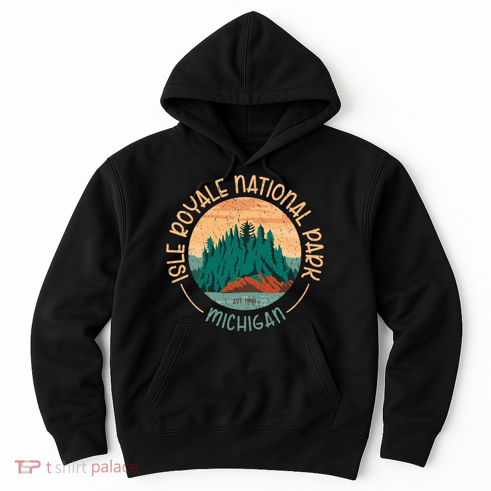 Isle Royale Michigan National Park Moose Sillhouete Hoodie
