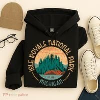 Isle Royale Michigan National Park Moose Sillhouete Hoodie thumb 4