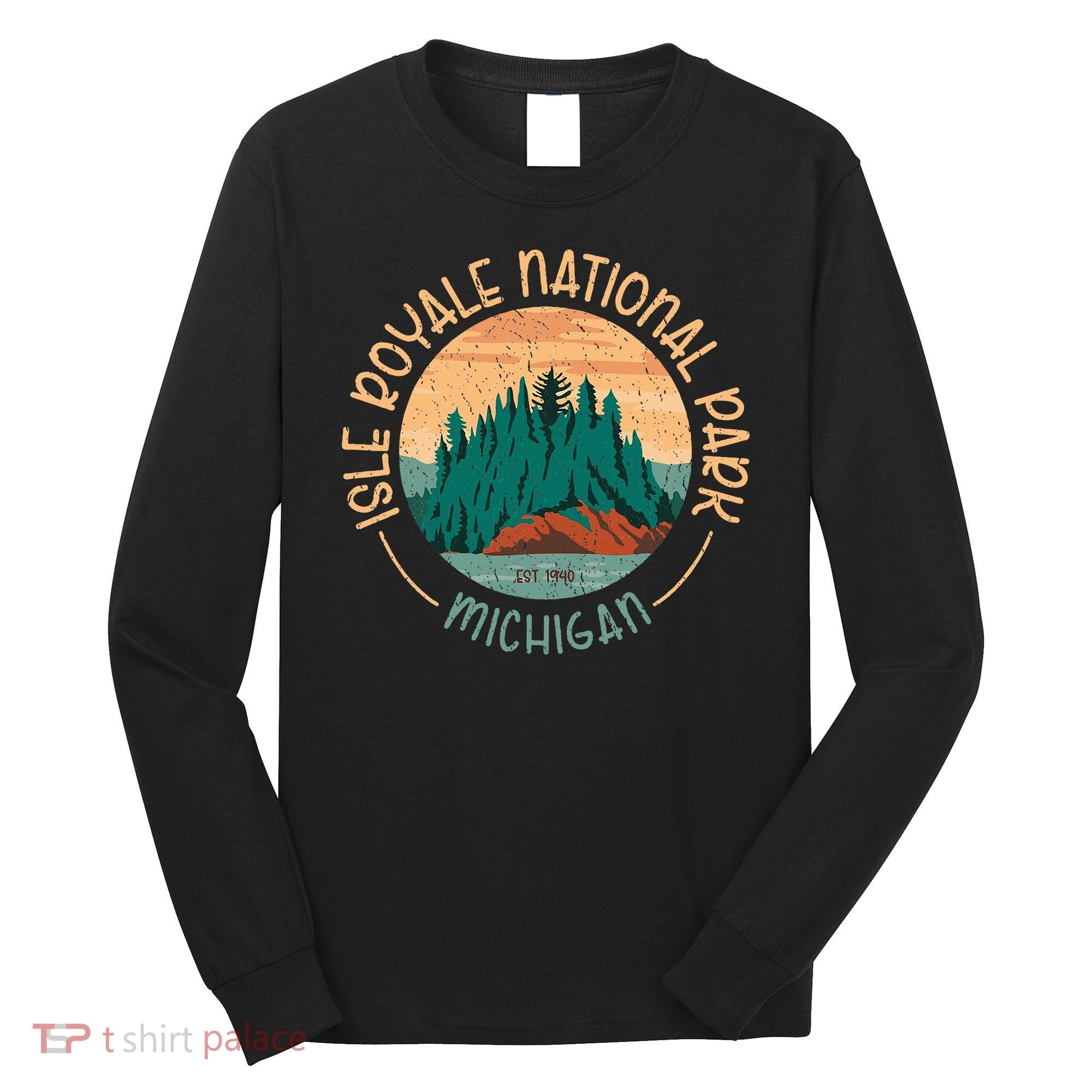 Isle Royale Michigan National Park Moose Sillhouete Long Sleeve Shirt