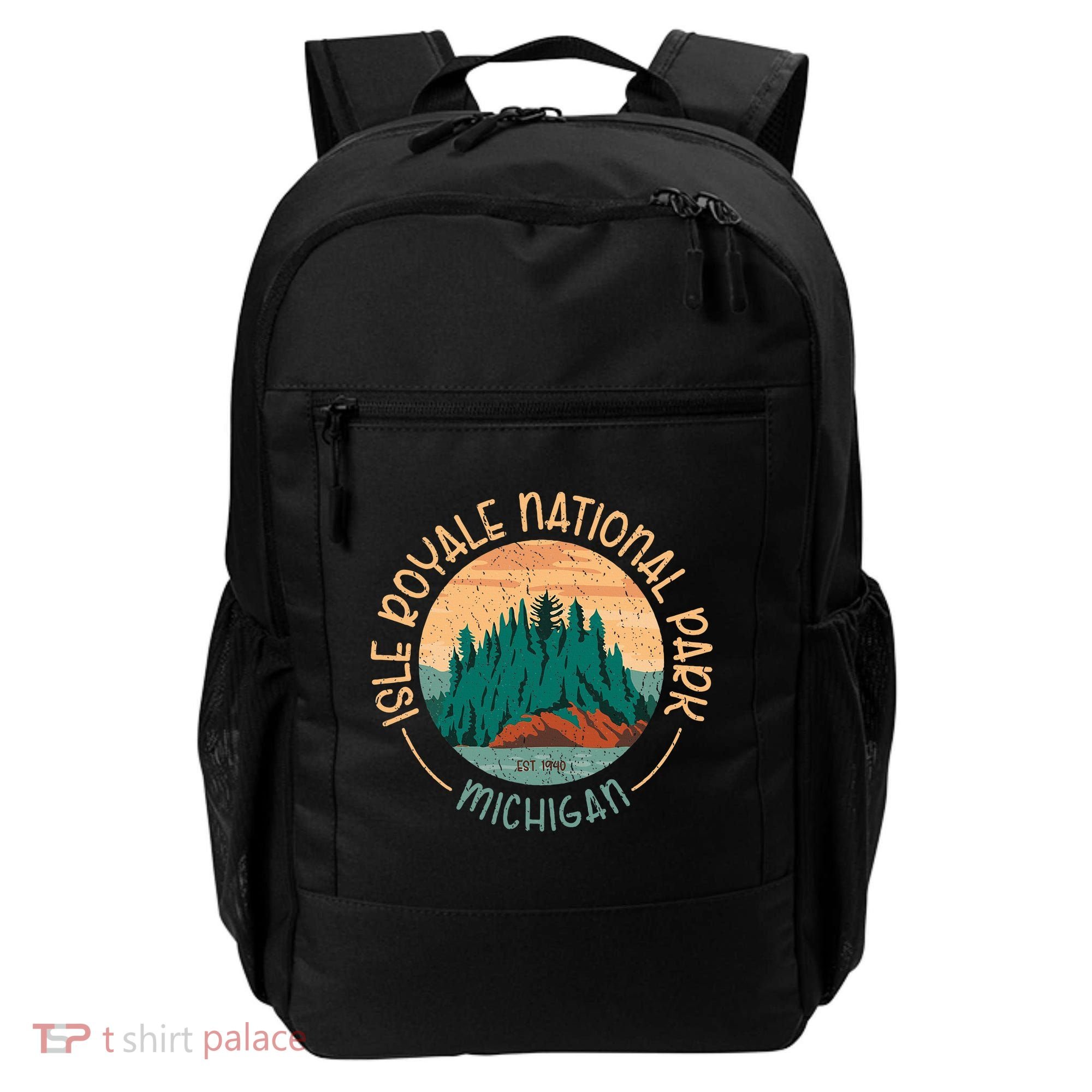 Isle Royale Michigan National Park Moose Sillhouete Backpack