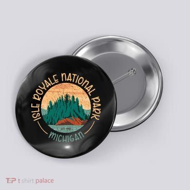Isle Royale Michigan National Park Moose Sillhouete Button