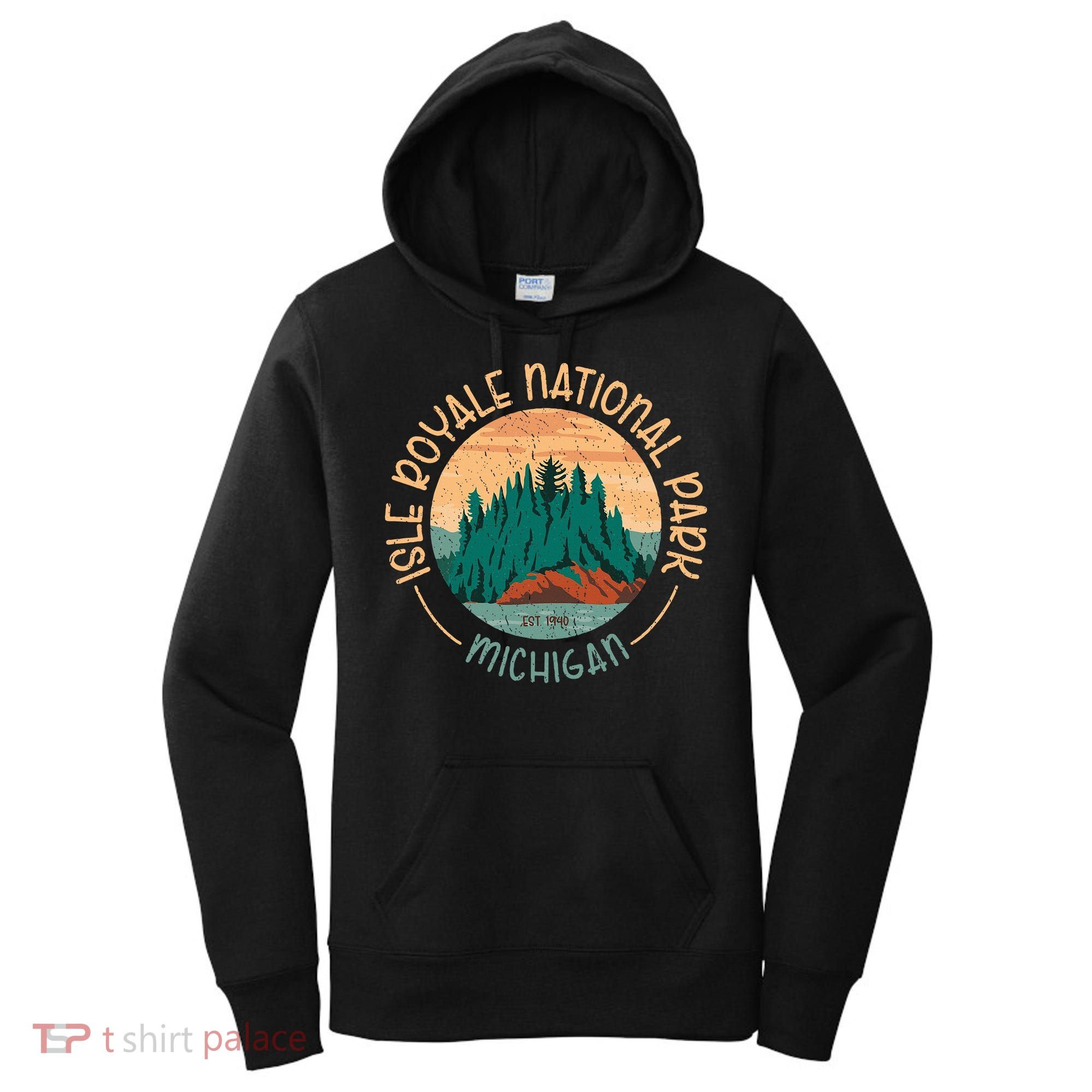 Isle Royale Michigan National Park Moose Sillhouete Women's Hoodie