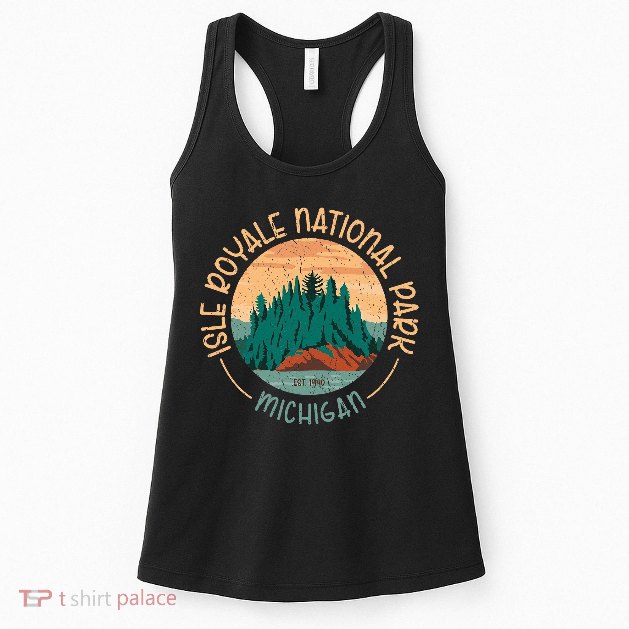 Isle Royale Michigan National Park Moose Sillhouete Women's Tank Top