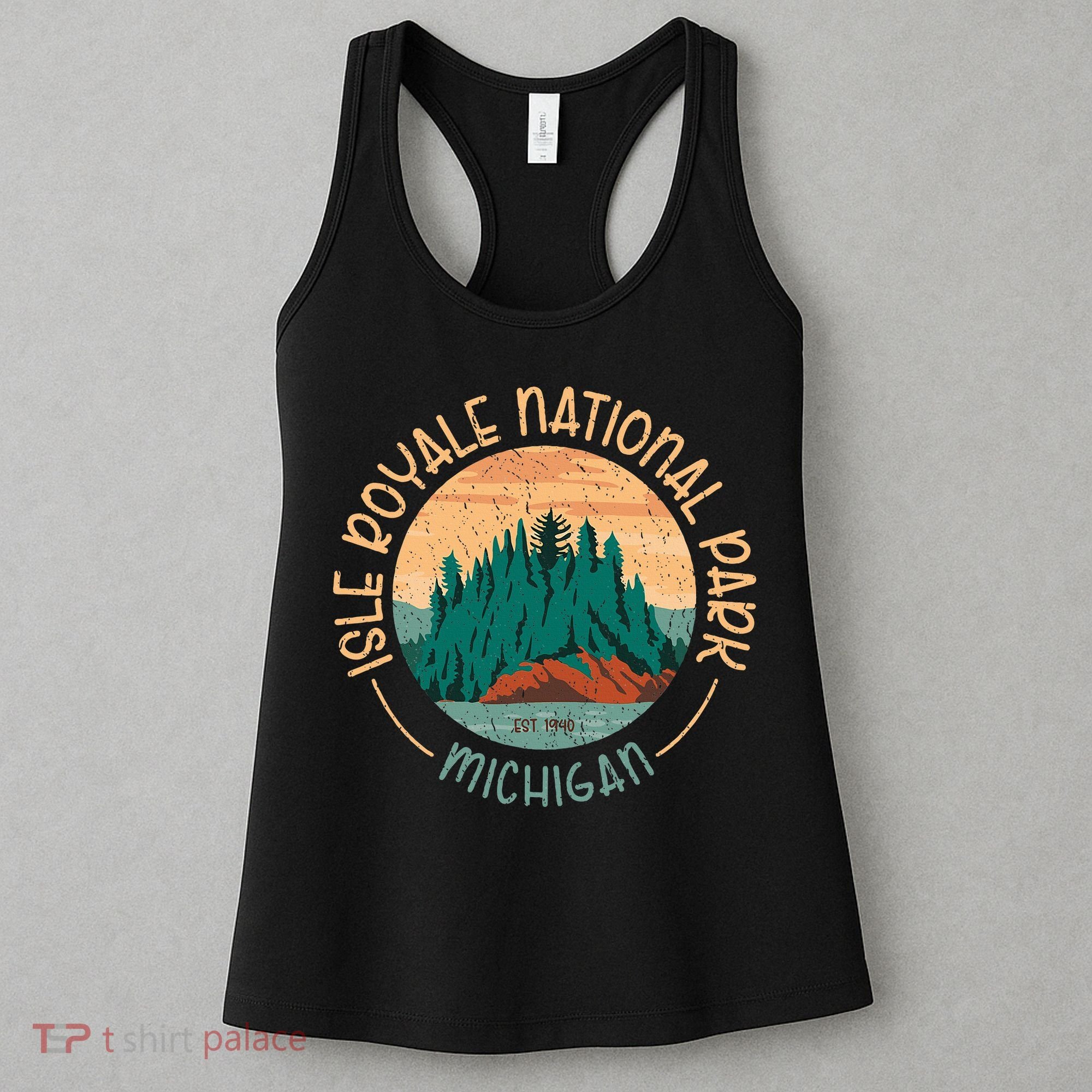 Isle Royale Michigan National Park Moose Sillhouete Women's Tank Top