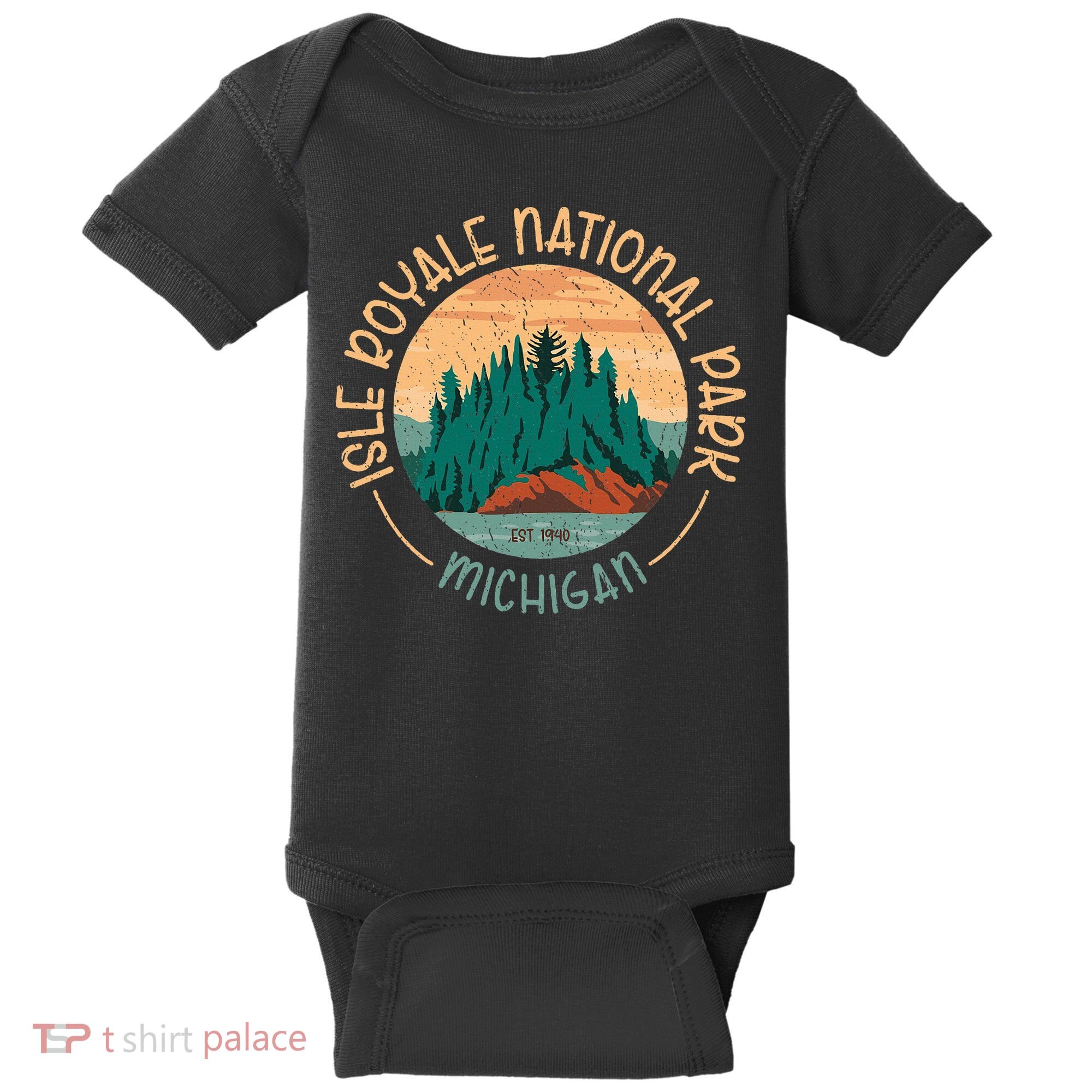 Isle Royale Michigan National Park Moose Sillhouete Baby Bodysuit