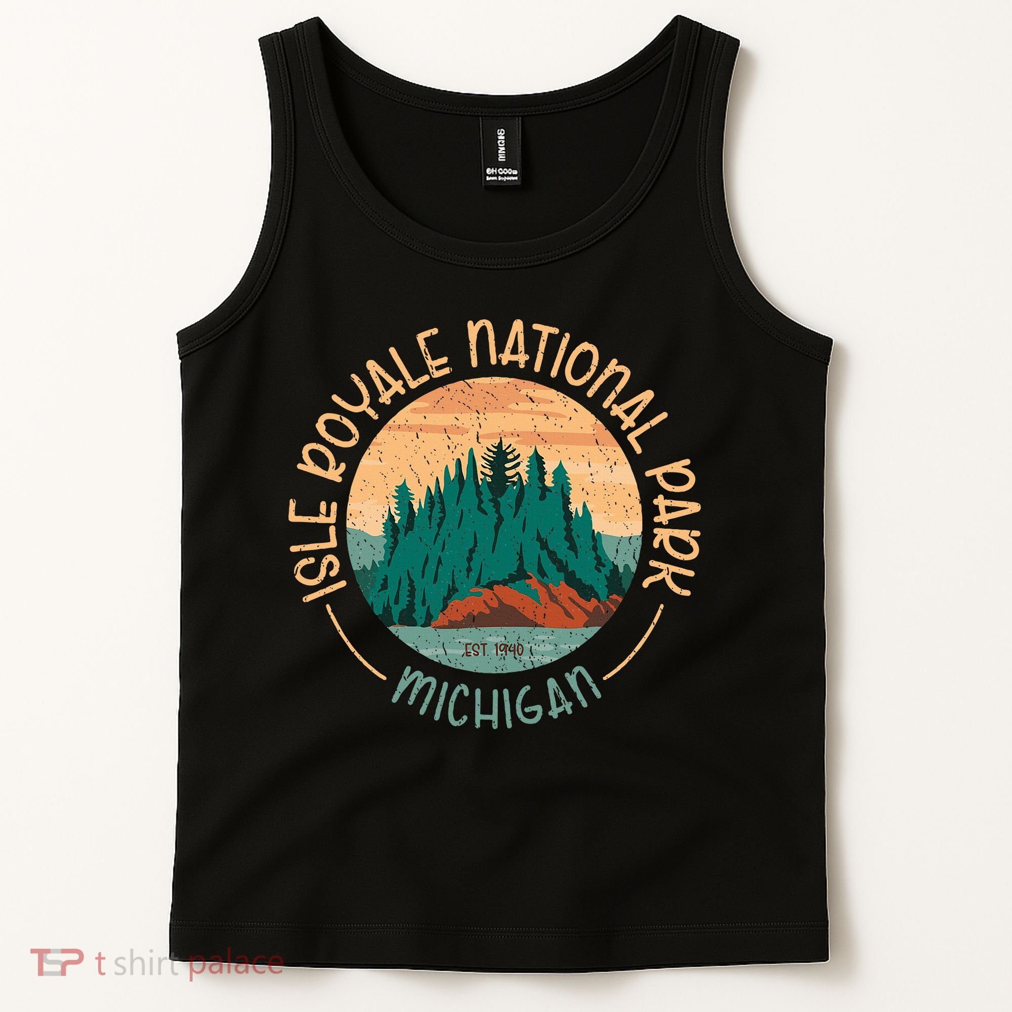 Isle Royale Michigan National Park Moose Sillhouete Tank Top