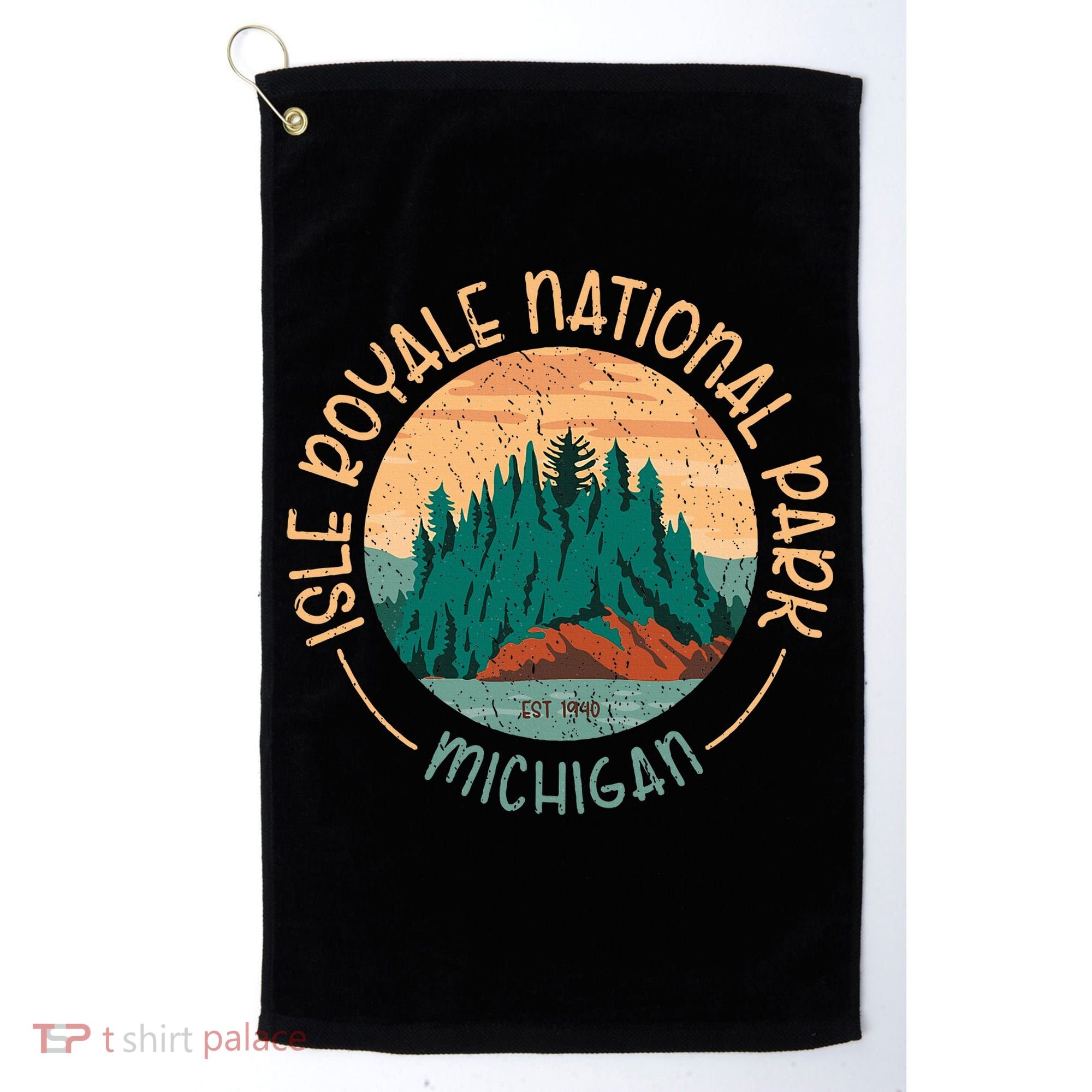Isle Royale Michigan National Park Moose Sillhouete Golf Towel