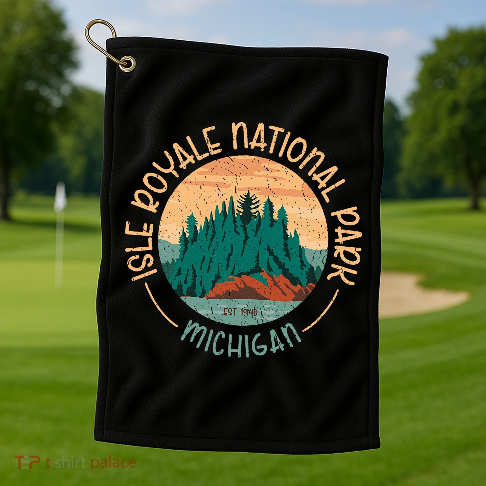 Isle Royale Michigan National Park Moose Sillhouete Golf Towel