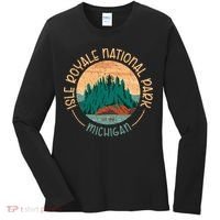 Isle Royale Michigan National Park Moose Sillhouete Women's Long Sleeve Shirt thumb 0