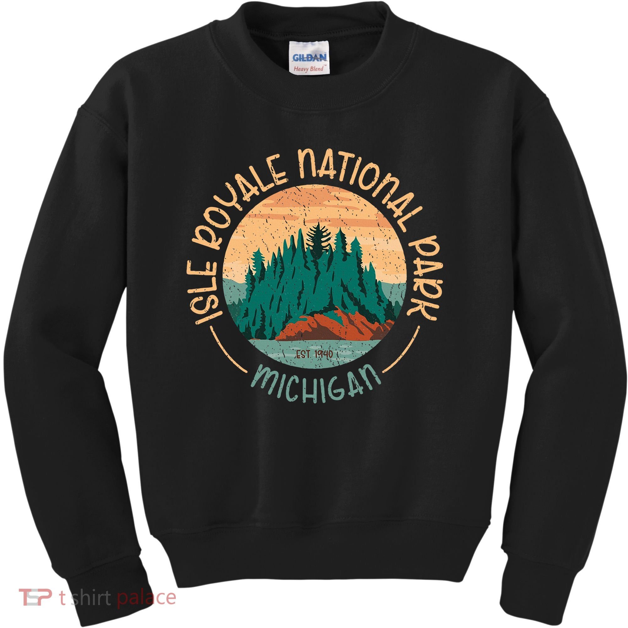 Isle Royale Michigan National Park Moose Sillhouete Kids Sweatshirt