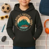 Isle Royale Michigan National Park Moose Sillhouete Kids Hoodie thumb 2