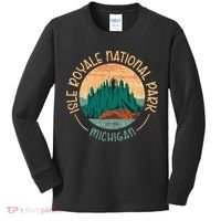 Isle Royale Michigan National Park Moose Sillhouete Kids Long Sleeve Shirt thumb 0