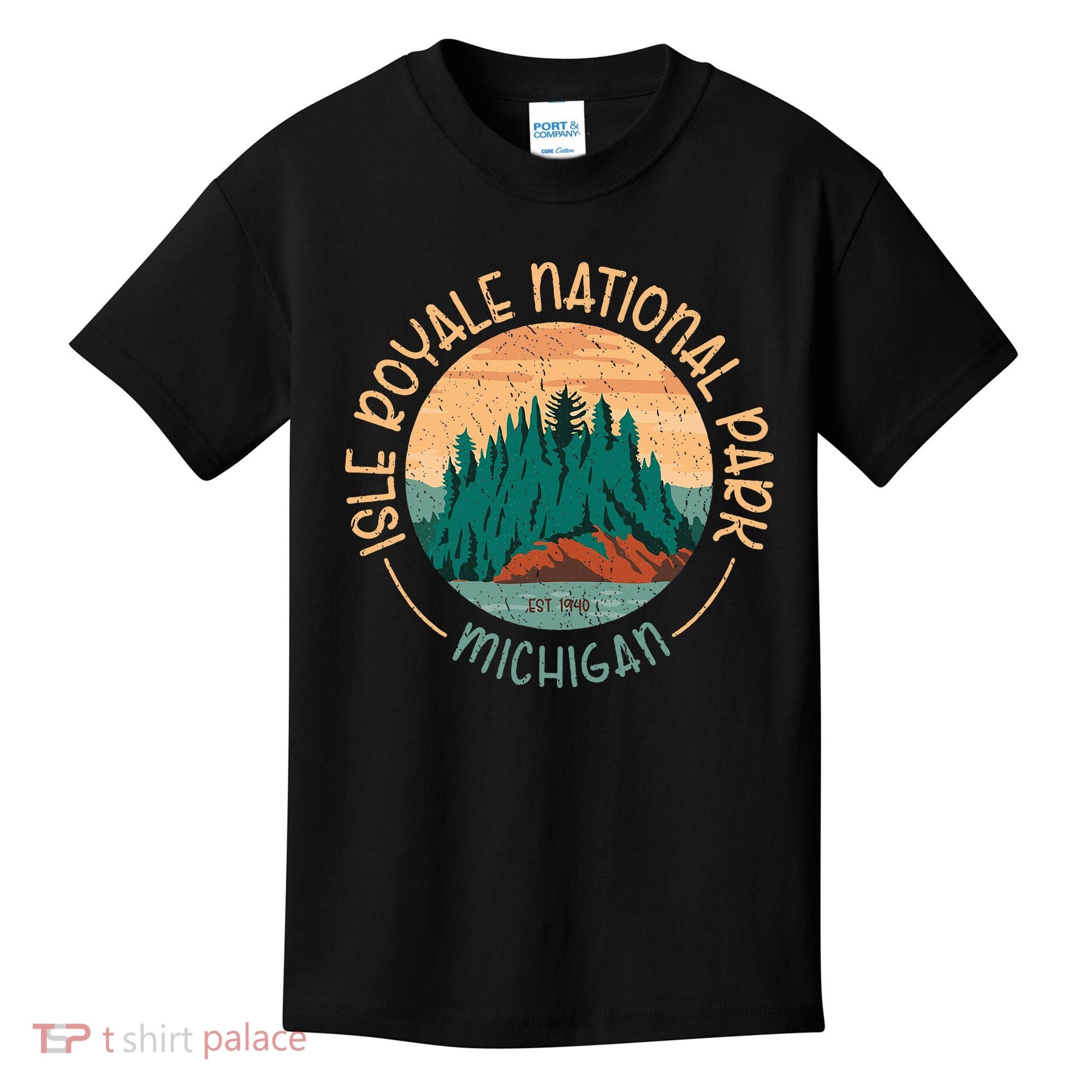 Isle Royale Michigan National Park Moose Sillhouete Kids T-Shirt