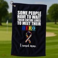 I Raised My Hero Autism Awareness Quote Golf Towel thumb 1