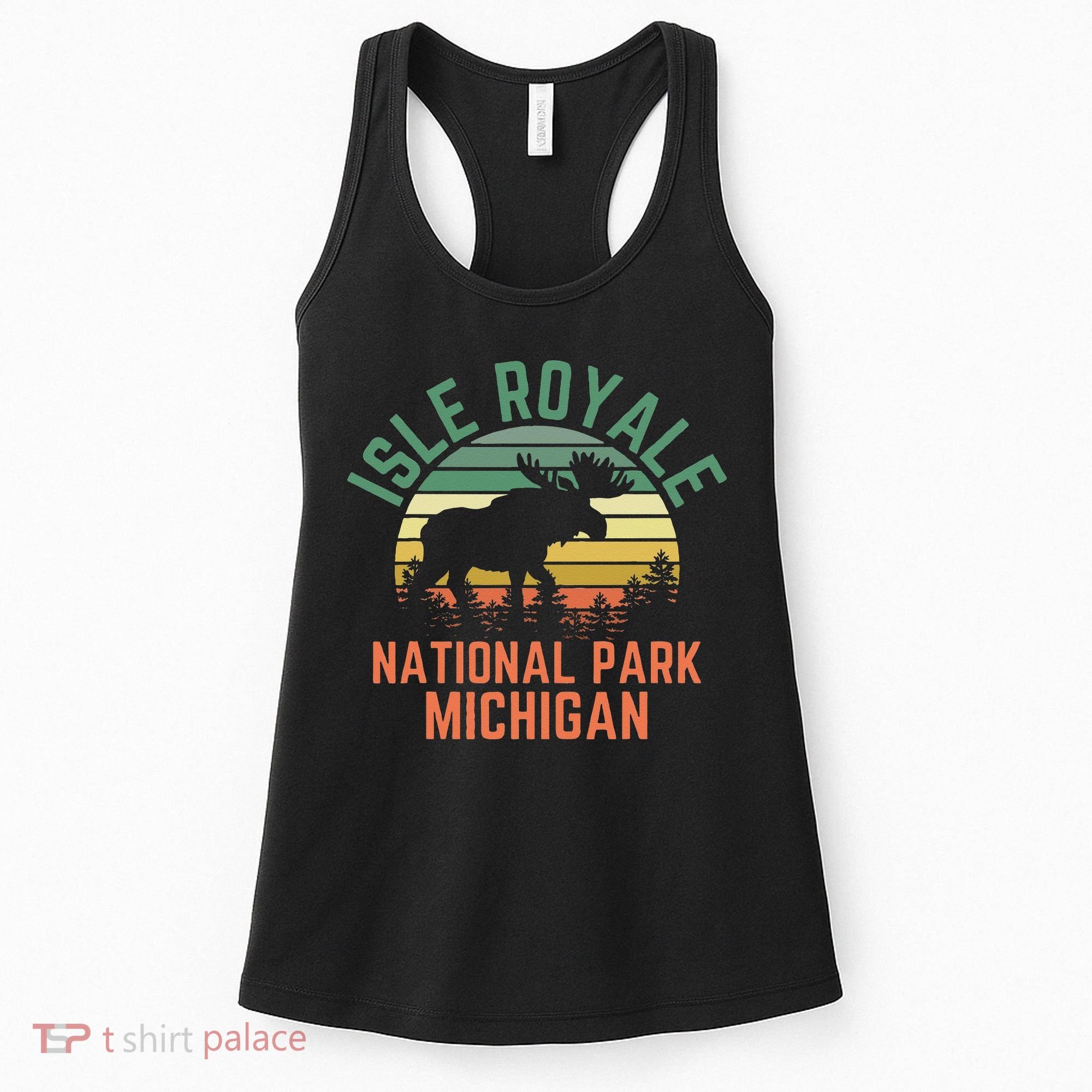 Isle Royale National Park Michigan Moose Hiking Nature Retro Women's Tank Top