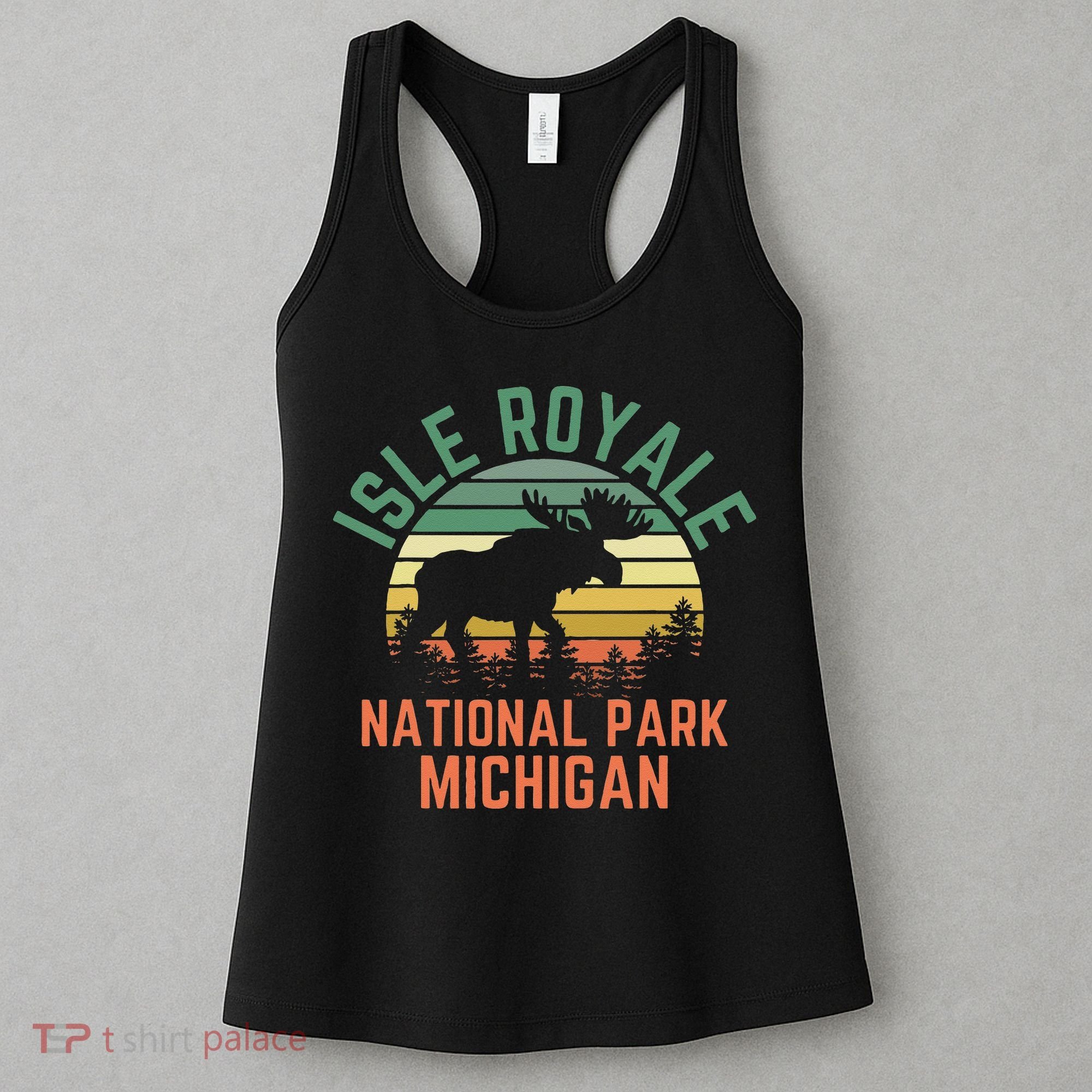 Isle Royale National Park Michigan Moose Hiking Nature Retro Women's Tank Top