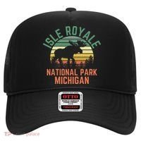 Isle Royale National Park Michigan Moose Hiking Nature Retro Hat thumb 0