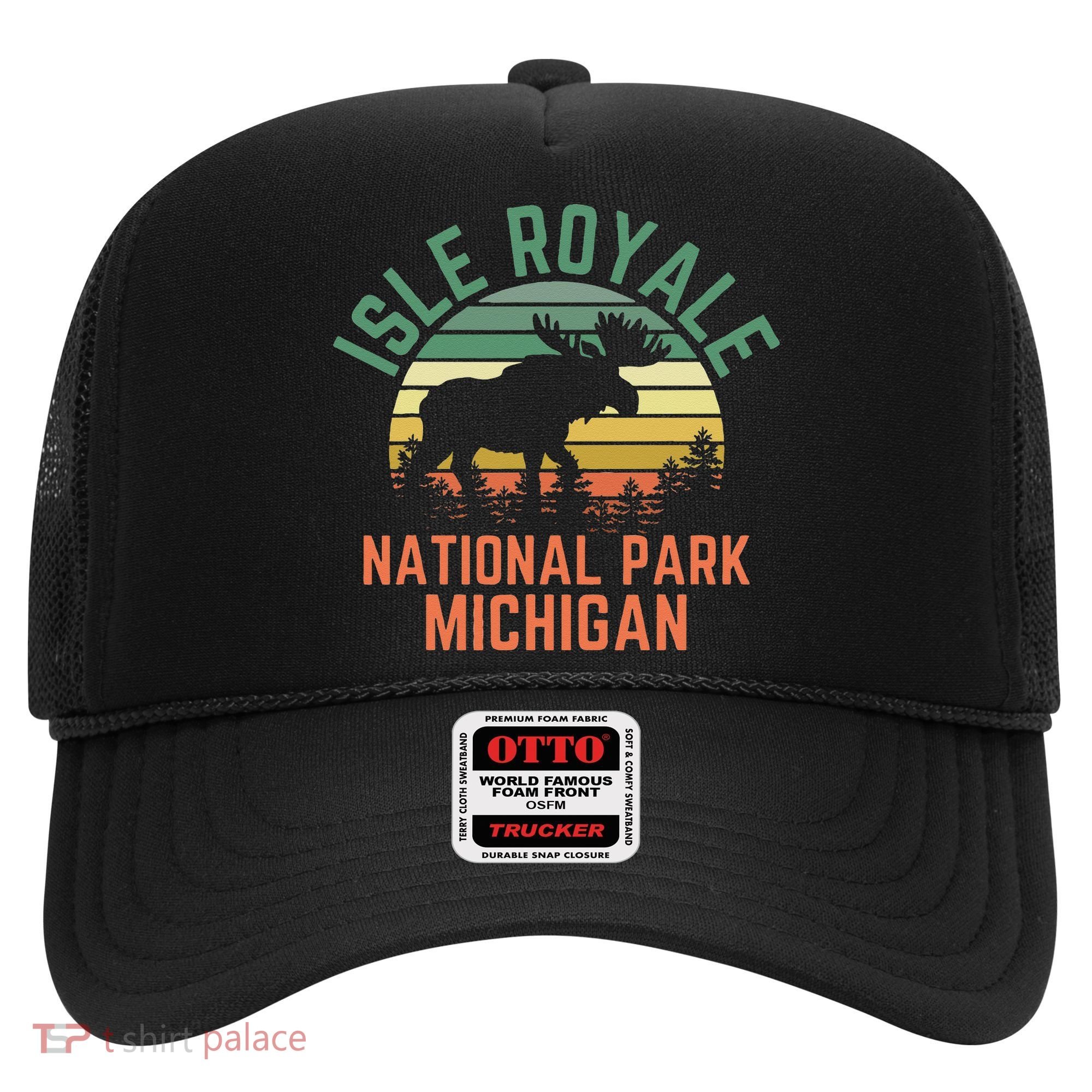 Isle Royale National Park Michigan Moose Hiking Nature Retro Hat