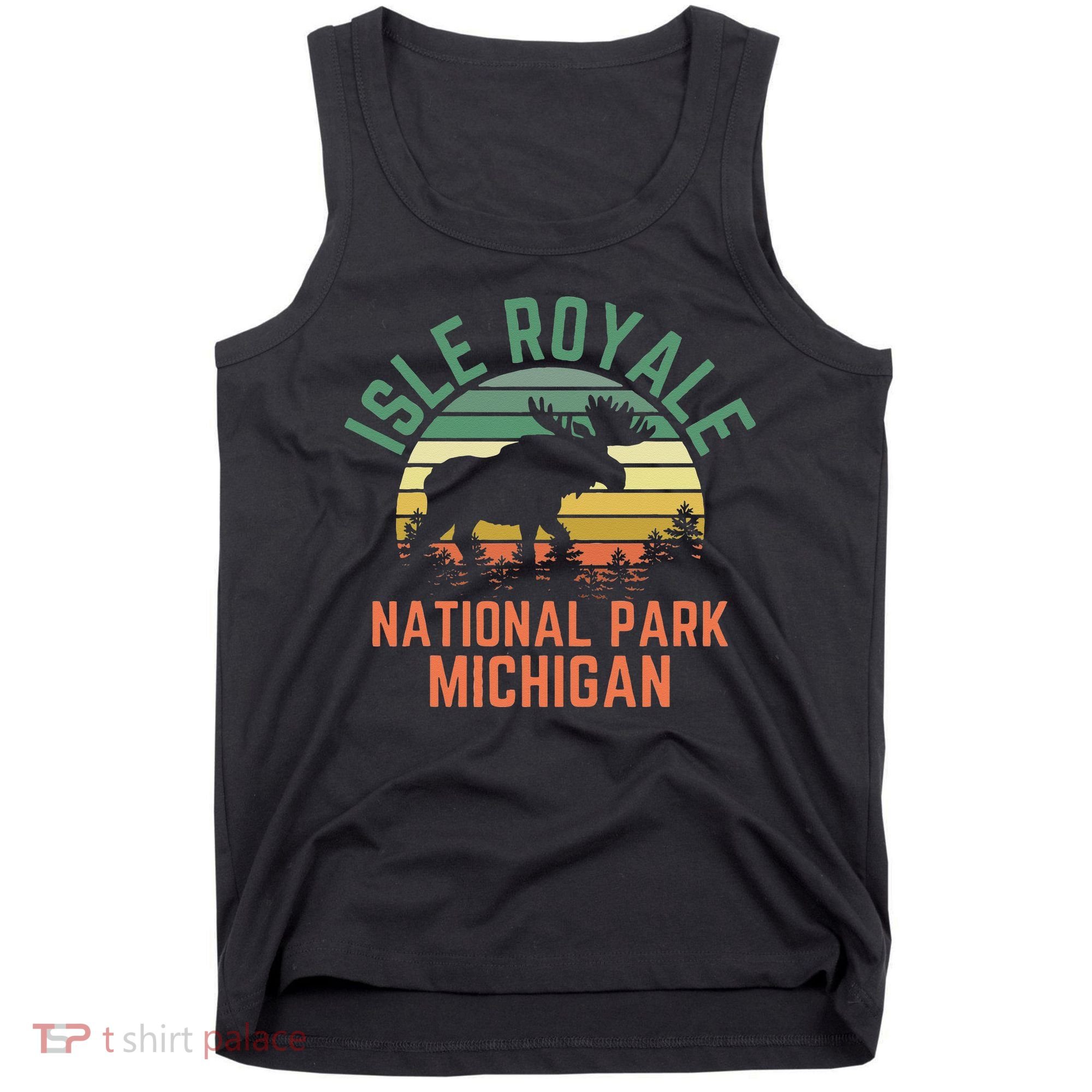 Isle Royale National Park Michigan Moose Hiking Nature Retro Tank Top