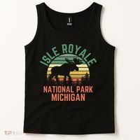 Isle Royale National Park Michigan Moose Hiking Nature Retro Tank Top thumb 2