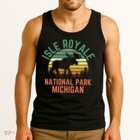 Isle Royale National Park Michigan Moose Hiking Nature Retro Tank Top thumb 3