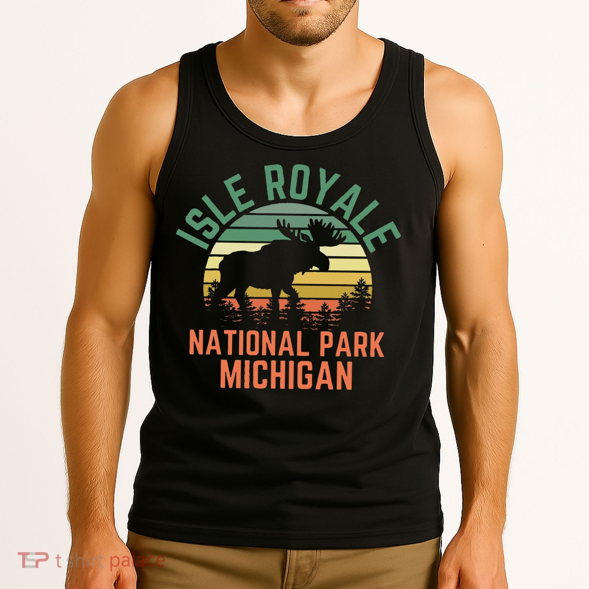 Isle Royale National Park Michigan Moose Hiking Nature Retro Tank Top