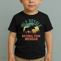 Isle Royale National Park Michigan Moose Hiking Nature Retro Toddler T-Shirt thumb 2