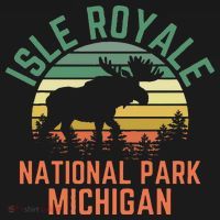 Isle Royale National Park Michigan Moose Hiking Nature Retro Kids Long Sleeve Shirt thumb 2