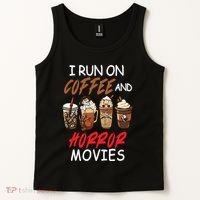 I Run On Coffee And Horror Movies Scary Blood Halloween Tank Top thumb 2