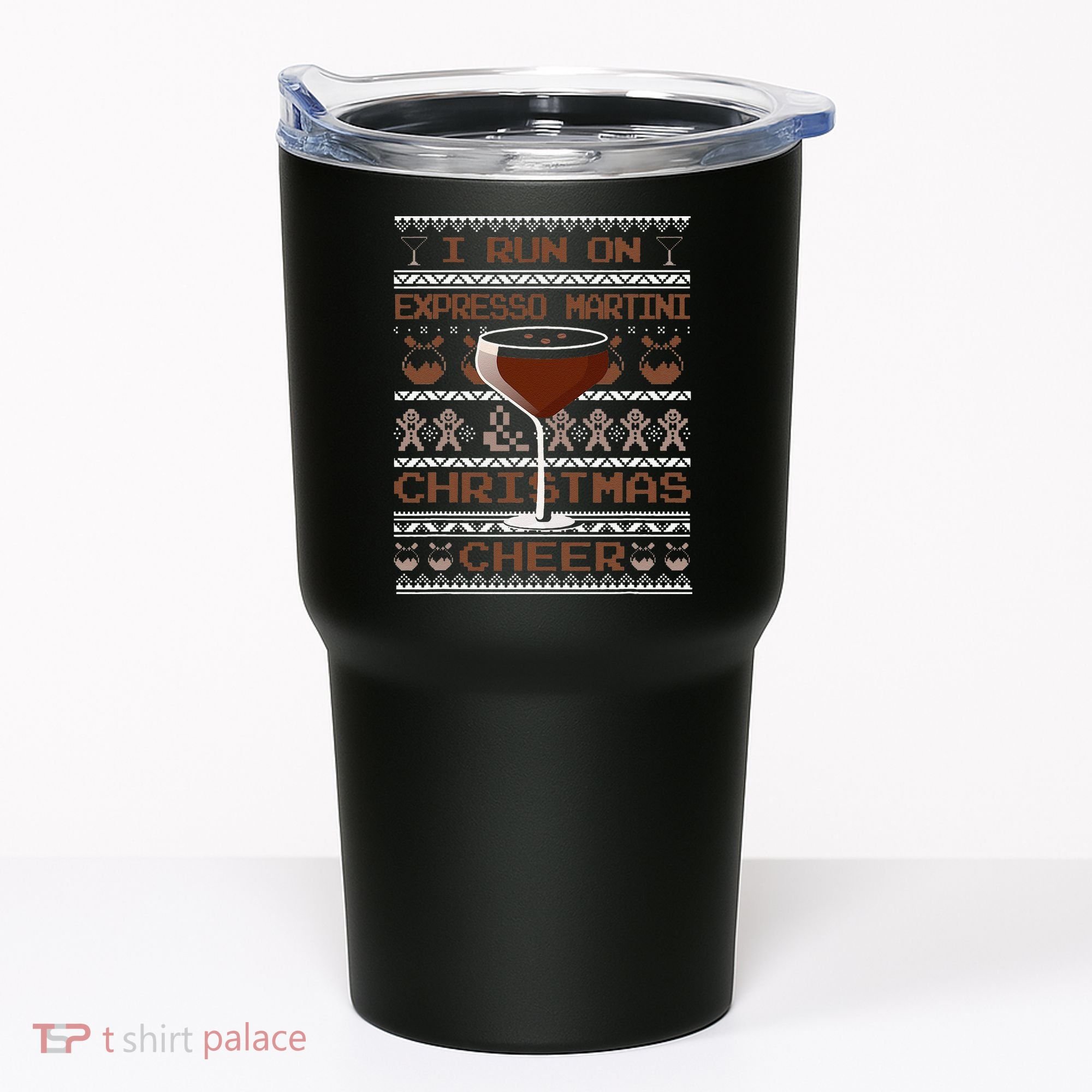 I Run On Espresso Martini And Christmas Cheer Ugly Sweater Tumbler