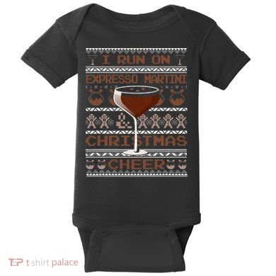 I Run On Espresso Martini And Christmas Cheer Ugly Sweater Baby Bodysuit
