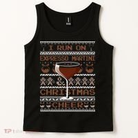 I Run On Espresso Martini And Christmas Cheer Ugly Sweater Tank Top thumb 2