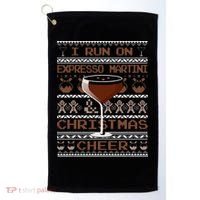 I Run On Espresso Martini And Christmas Cheer Ugly Sweater Golf Towel thumb 0