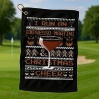I Run On Espresso Martini And Christmas Cheer Ugly Sweater Golf Towel thumb 1