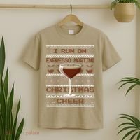 I Run On Espresso Martini And Christmas Cheer Ugly Sweater T-Shirt thumb 2