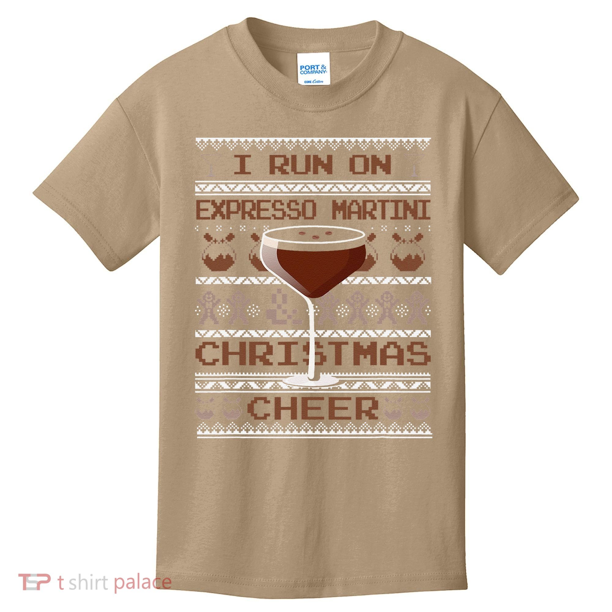 I Run On Espresso Martini And Christmas Cheer Ugly Sweater Kids T-Shirt