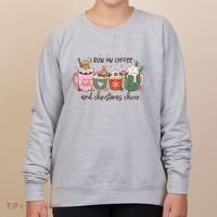 I Run On Coffee And Christmas Cheer Cute Holiday Women's Sweatshirt thumb 0