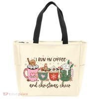 I Run On Coffee And Christmas Cheer Cute Holiday Tote Bag thumb 0