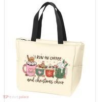 I Run On Coffee And Christmas Cheer Cute Holiday Tote Bag thumb 3
