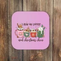I Run On Coffee And Christmas Cheer Cute Holiday Coaster thumb 0