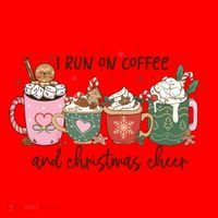 I Run On Coffee And Christmas Cheer Cute Holiday Santa Hat thumb 1