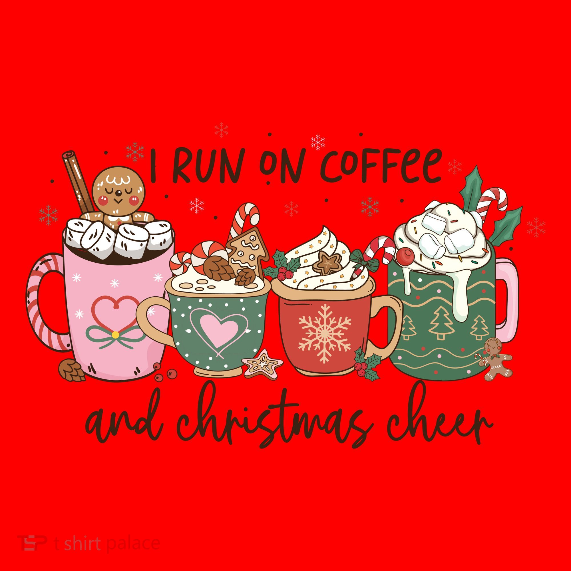 I Run On Coffee And Christmas Cheer Cute Holiday Santa Hat