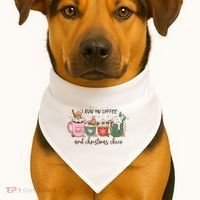 I Run On Coffee And Christmas Cheer Cute Holiday USA-Made Doggie Bandana thumb 1