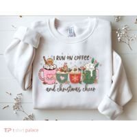 I Run On Coffee And Christmas Cheer Cute Holiday Sweatshirt thumb 2
