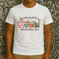 I Run On Coffee And Christmas Cheer Cute Holiday T-Shirt thumb 3