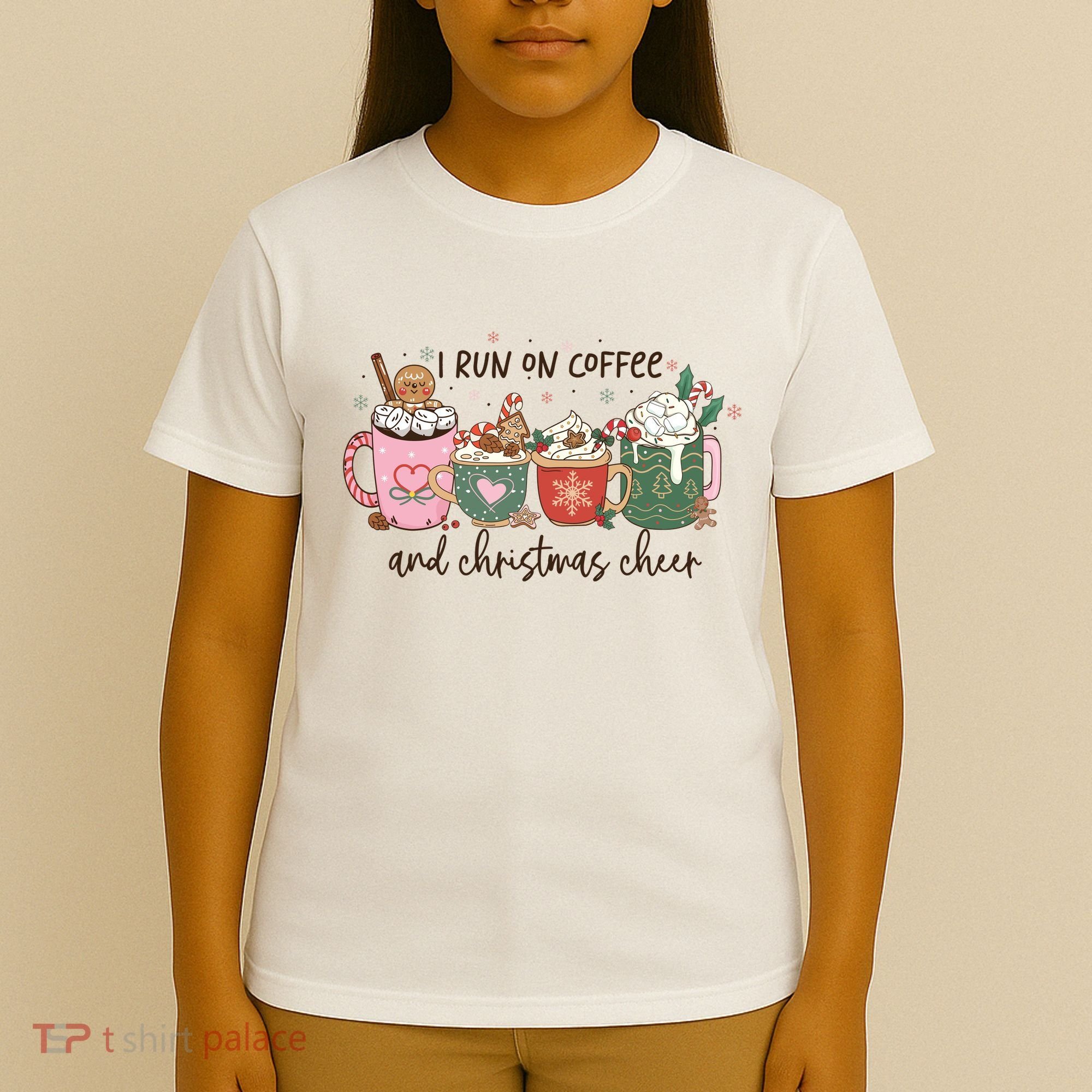 I Run On Coffee And Christmas Cheer Cute Holiday T-Shirt