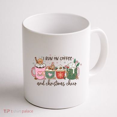 I Run On Coffee And Christmas Cheer Cute Holiday Coffee Mug back