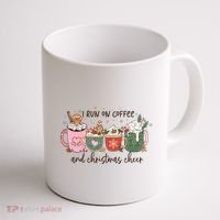 I Run On Coffee And Christmas Cheer Cute Holiday Coffee Mug thumb 1
